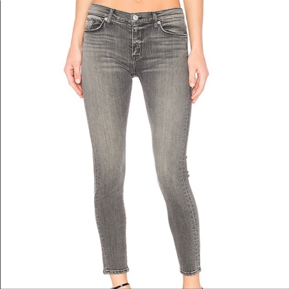 Hudson Nico Mid-Rise Ankle Super Skinny Jeans Gray Grey size 26